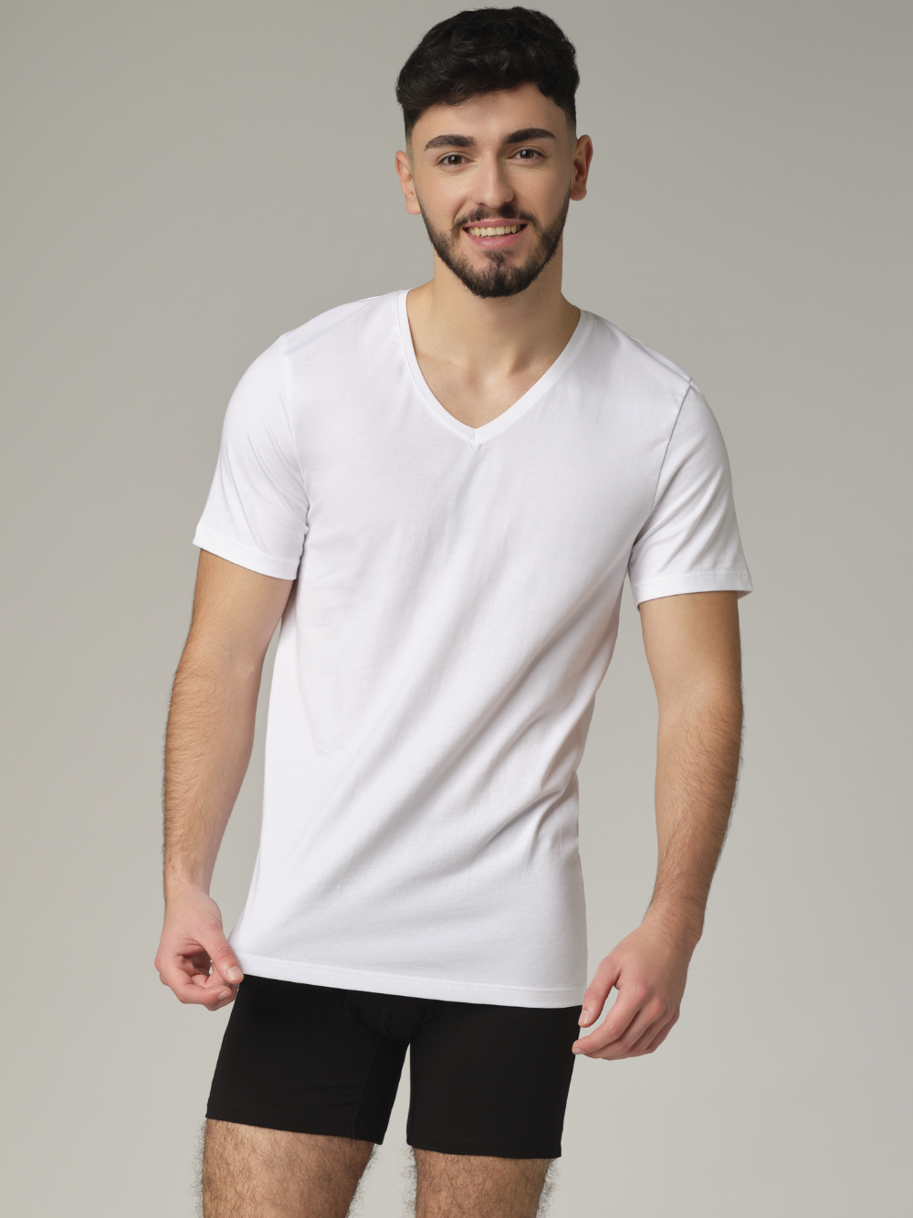 Comazo Herren Basic Shirt kurzarm Farbe Weiß