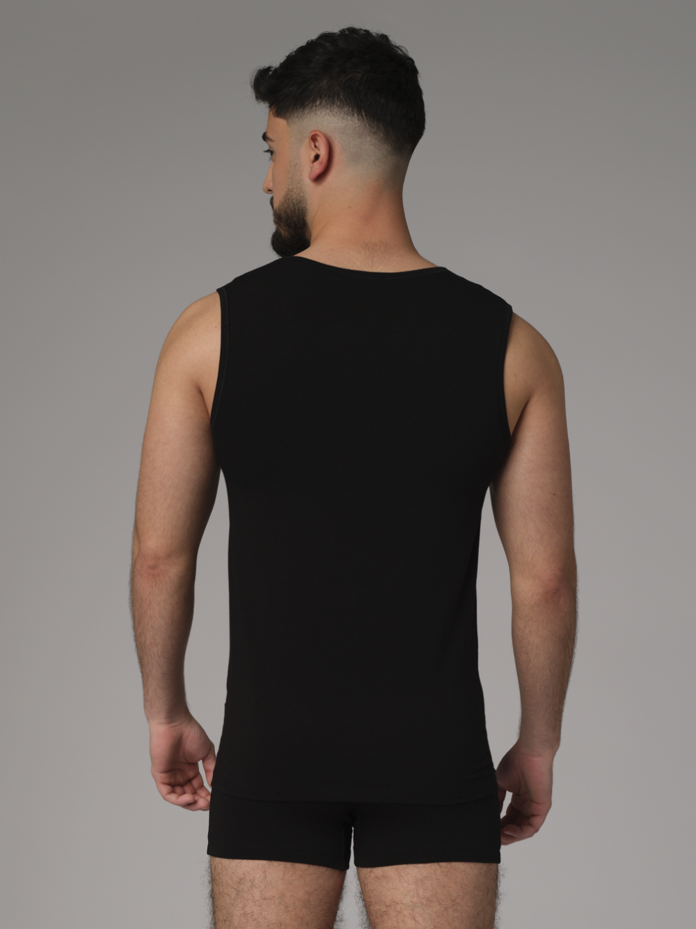 Comazo Herren ärmelloses Shirt aus Baumwolle und Micromodal Farbe Schwarz