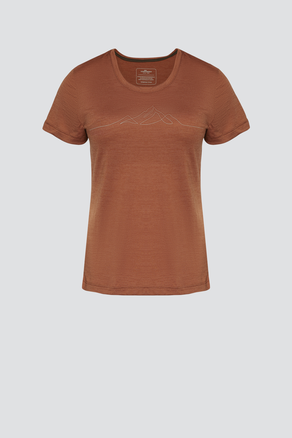 Comazo Damen Shirt aus Wolle-Lyocell-Mischqualität mit Motivdruck Farbe Ginger