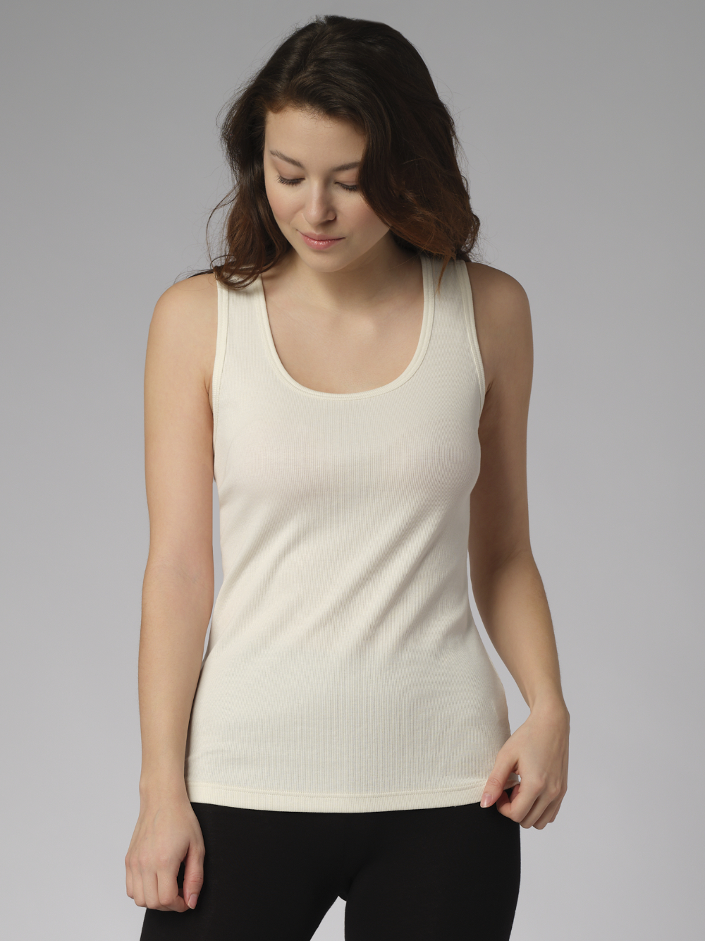 Comazo Damen Feinripp Shirt ohne Arm Farbe Offwhite